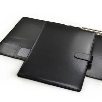 KLBBFDC Professional Black Leather Portfolio File Folder – Elegant and Functional Document Organizer
